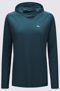 Macpac Women's Trail Long Sleeve Hooded T-Shirt, Deep Teal, hi-res