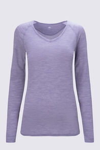 Macpac Women's 150 Merino V-Neck Top, Lavender Grey Marle, hi-res