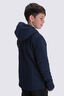 Macpac Kids' Mini Mountain Hooded Fleece Jacket, Navy/Pureed Pumpkin, hi-res