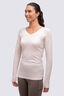 Macpac Women's 150 Merino V-Neck Top, French Oak Marle, hi-res