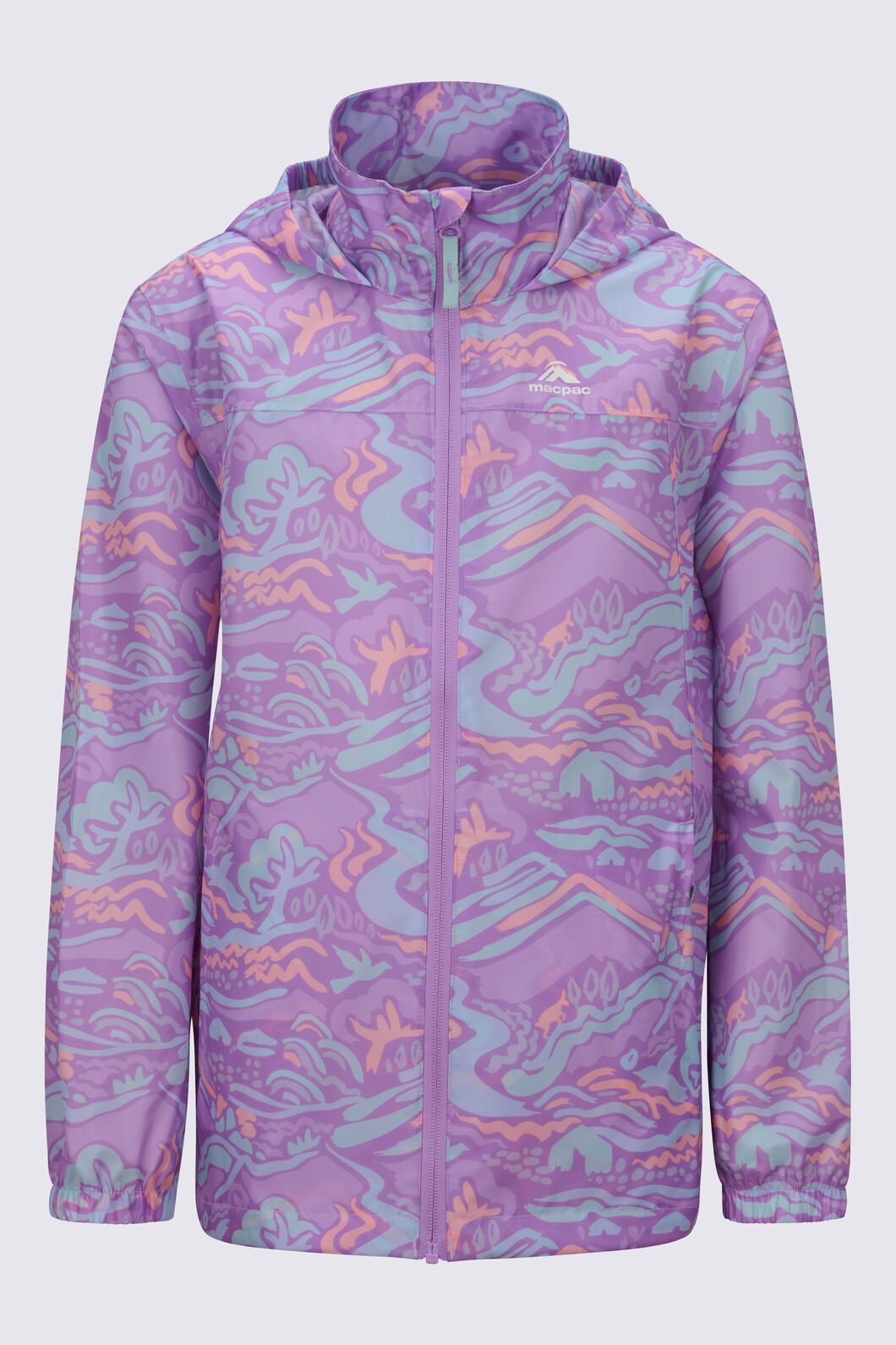 Macpac Kids' Pack-It Jacket V2, African Violet Valley Print, hi-res