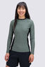 Macpac Women's Long Sleeve Rash Top, Black/Duck Green, hi-res