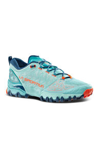 La Sportiva Women's Bushido II Shoes, Lagoon/Cherry Tomato, hi-res