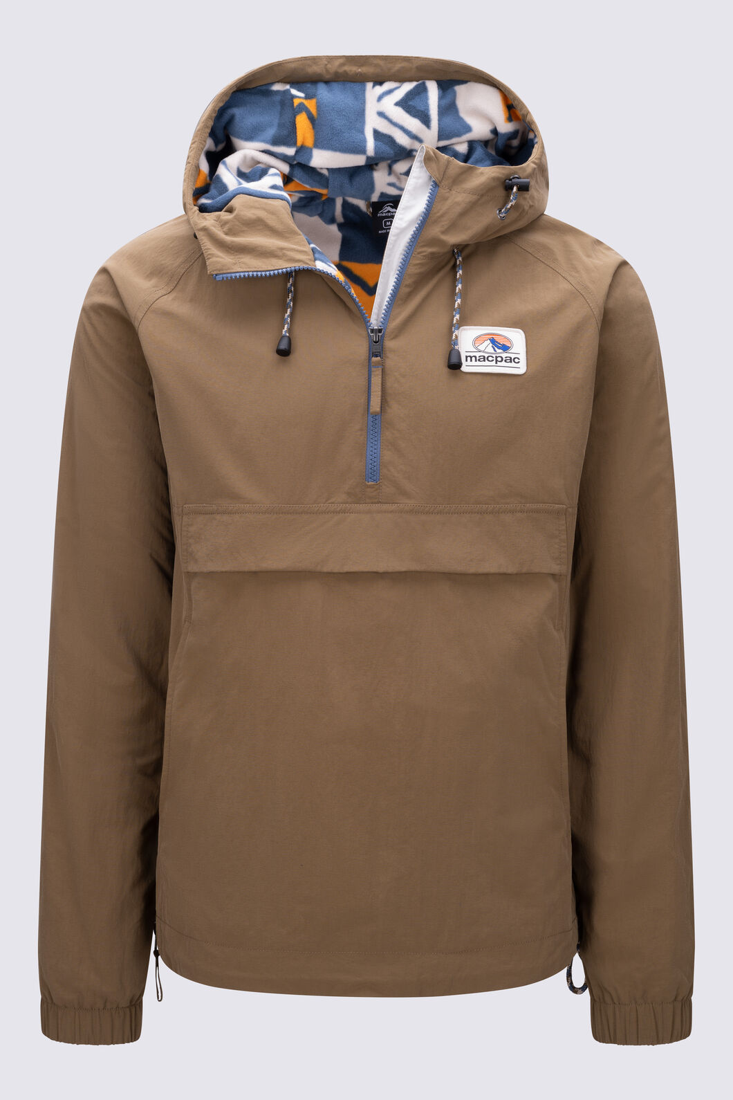 Macpac Men&rsquo;s Heritage Fleece-Lined Windbreaker, Kangaroo/Heritage Print, hi-res