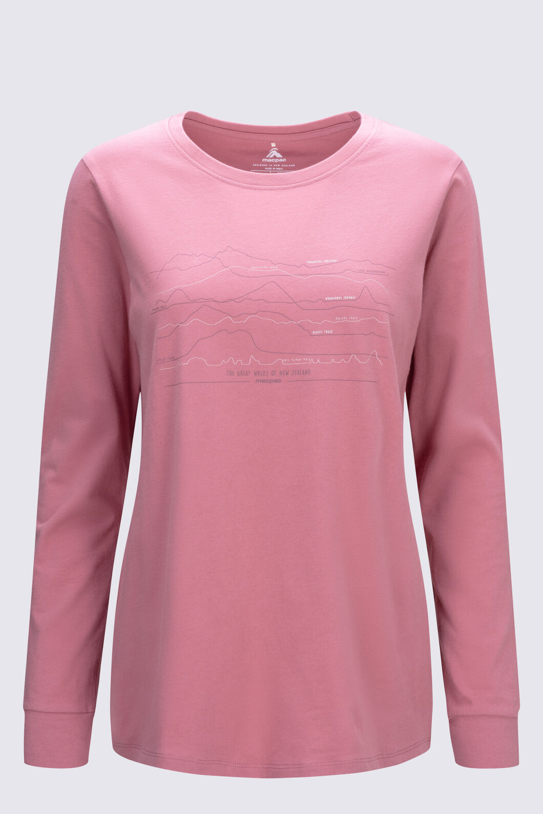 Macpac Women's Fairtrade Organic Cotton Long Sleeve T-Shirt, Dusty Rose, hi-res