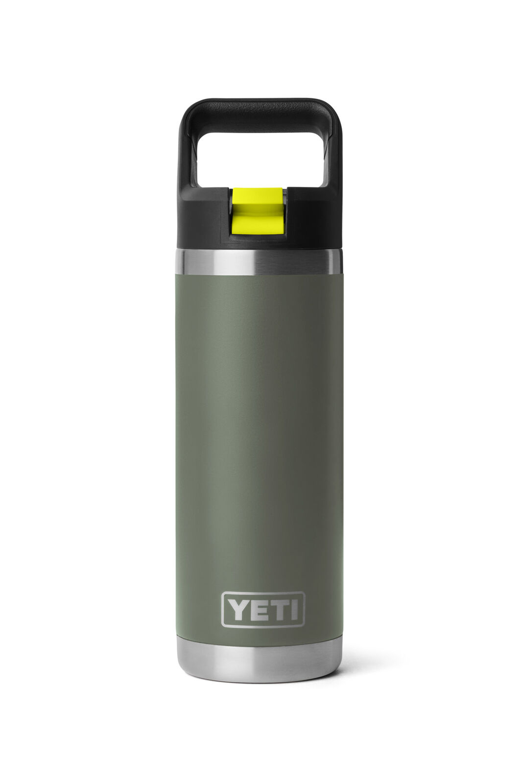 YETI® Rambler® Bottle with Straw Cap — 18 oz, Camp Green/Firefly Yellow, hi-res
