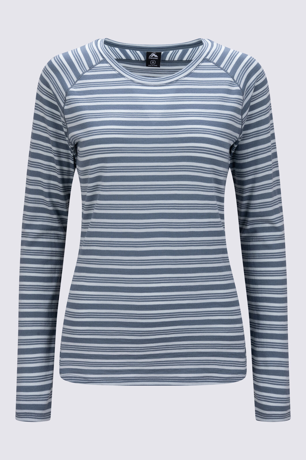 Macpac Women's Ella 180 Merino Long Sleeve T-Shirt, Surf Spray Stripe, hi-res