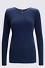 Macpac Women's 220 Merino Long Sleeve Top, Navy, hi-res
