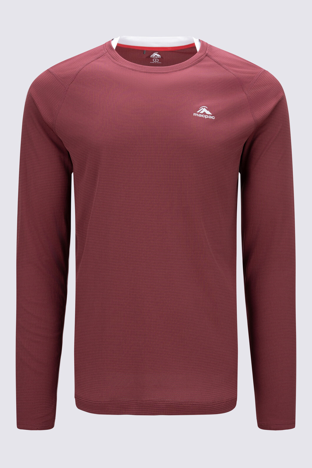 Macpac Men's Trail Long-Sleeve T-Shirt, New Maroon/Antarctica, hi-res