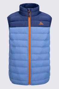 Macpac Kids' Uber Light Down Vest ♺, Medieval Blue, hi-res