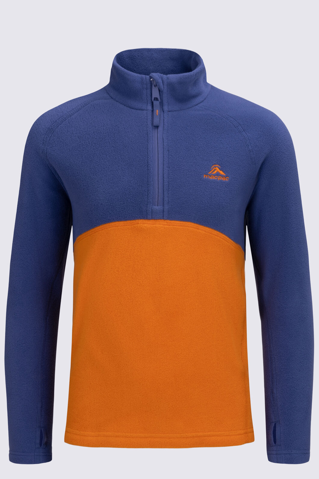 Macpac Kids' Ruru Fleece Pullover, Skipper Blue/Marmalade, hi-res