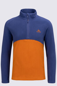 Macpac Kids' Ruru Fleece Pullover, Skipper Blue/Marmalade, hi-res