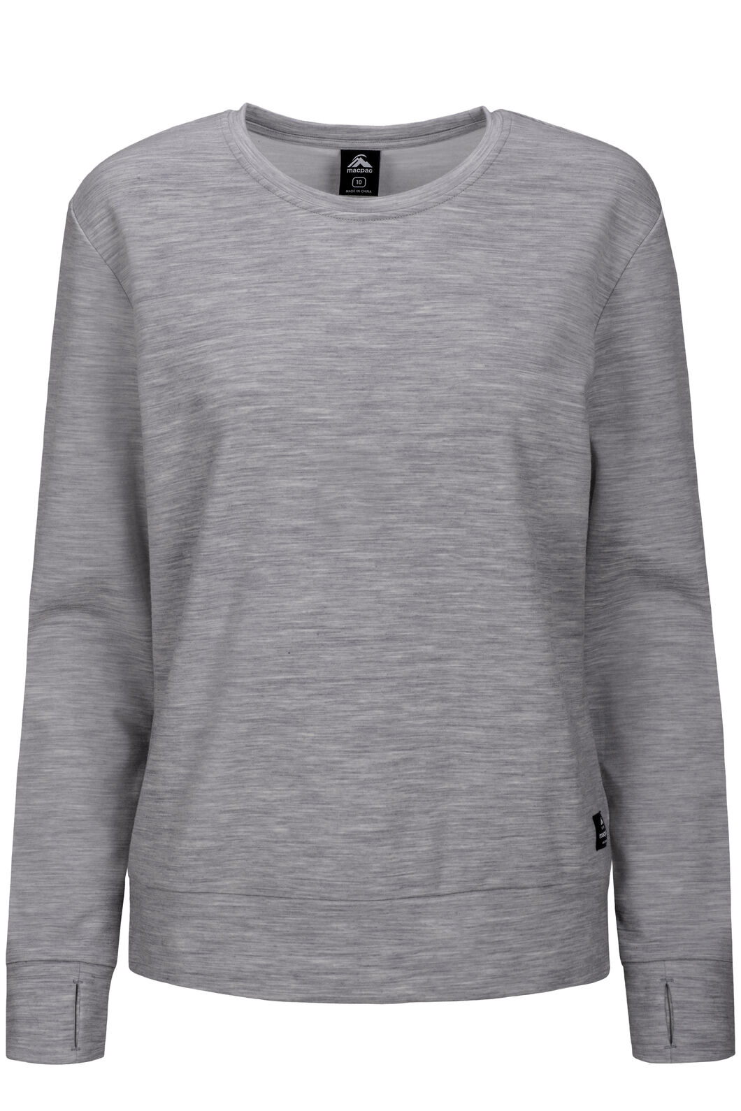 Macpac Women's 280 Merino Blend Long Sleeve Crew, Light Grey Marle, hi-res