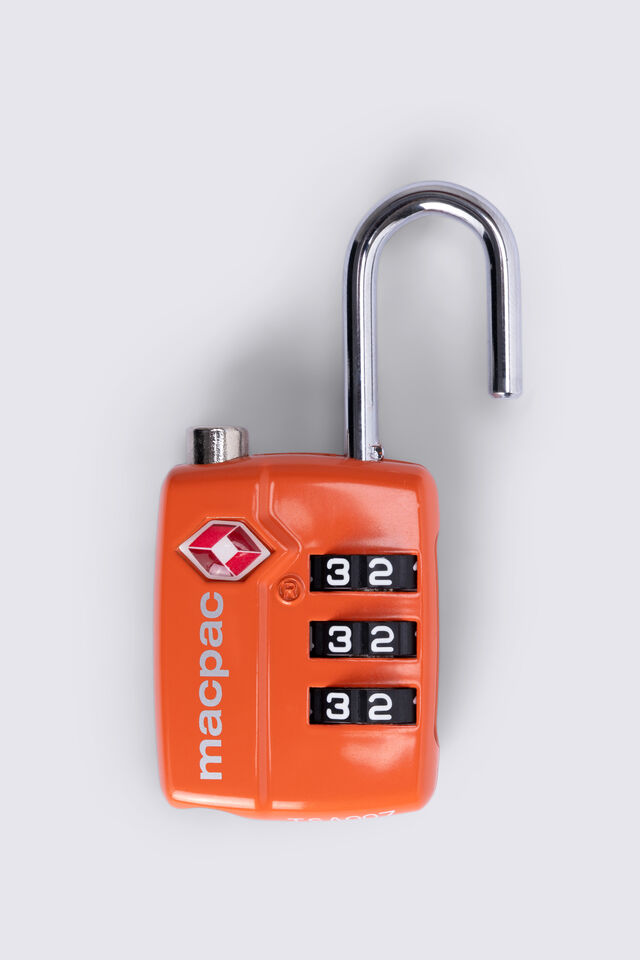 Macpac 3-dial TSA 7 Shank Travel Padlock, Orange, view 1