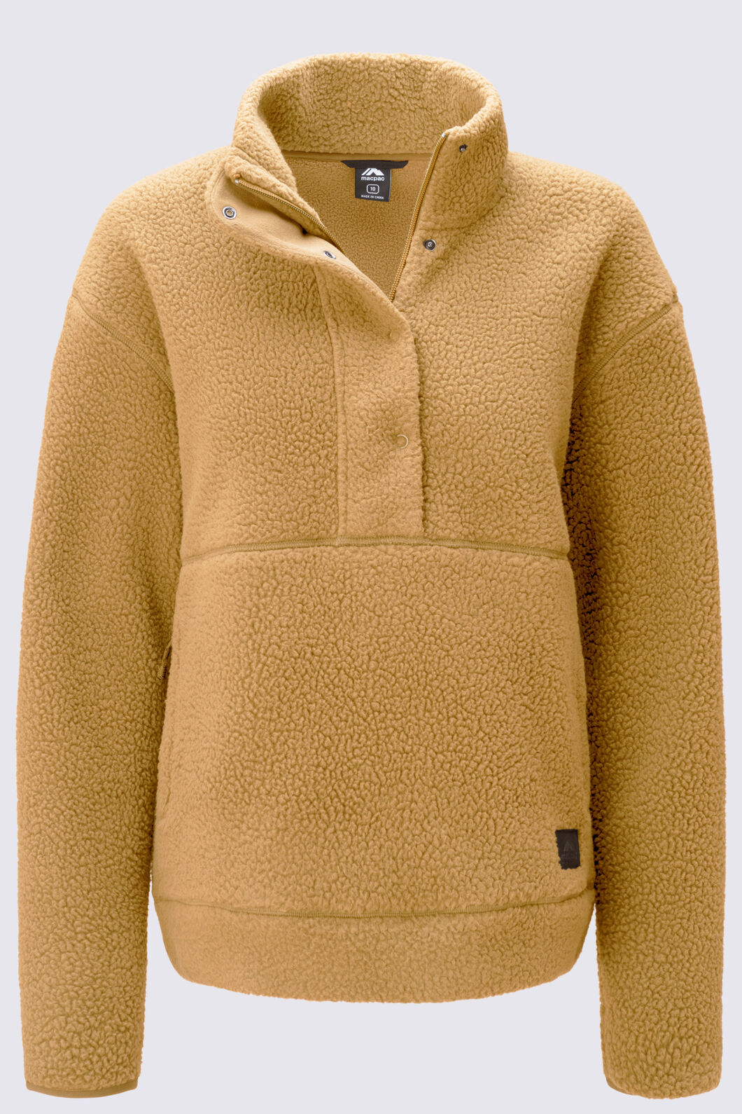 Macpac Women's Pandora High Pile Fleece Pullover, Bistre, hi-res