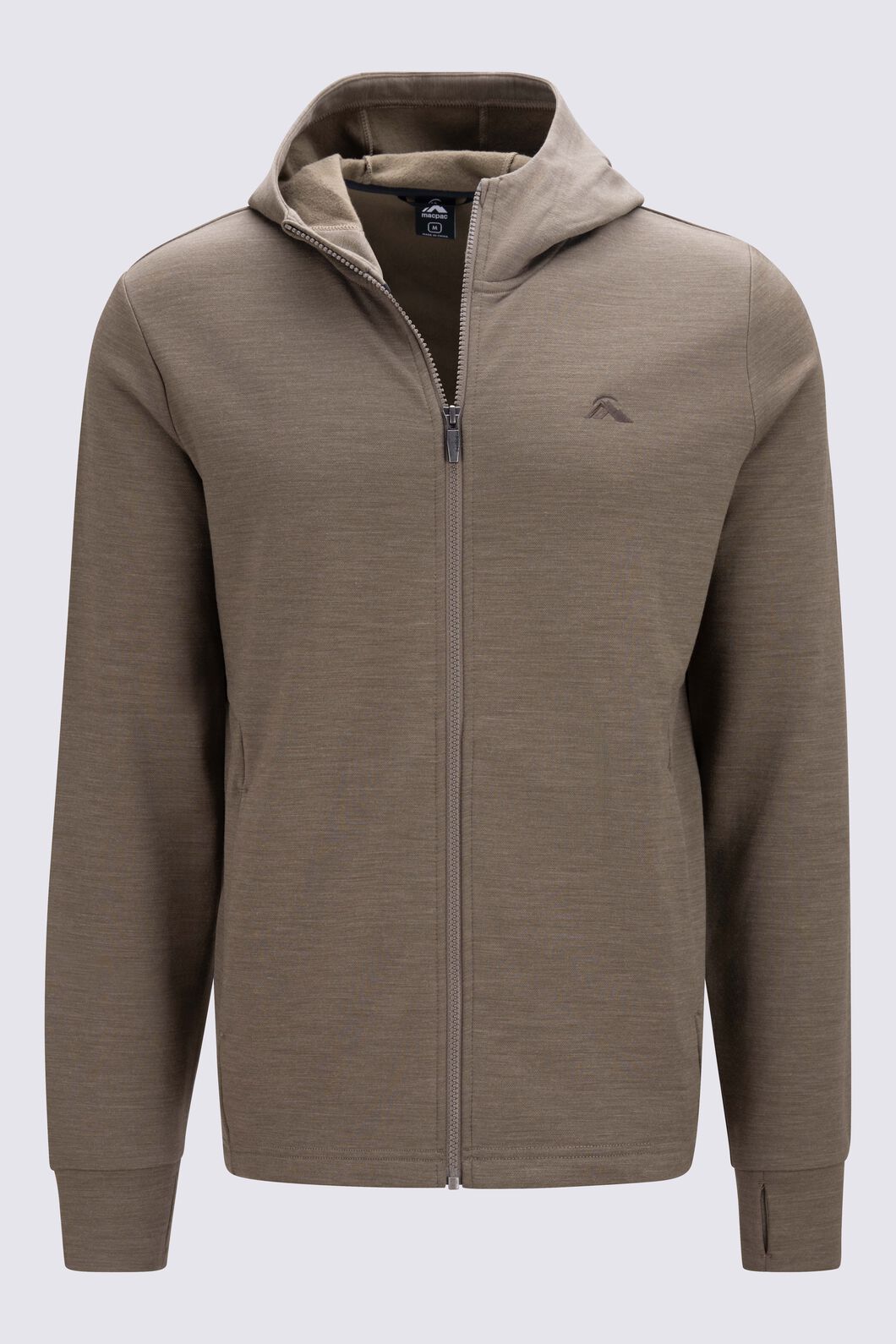Macpac Men's Craigieburn Merino Blend 280 Hooded Jacket, Stone Grey Marle, hi-res