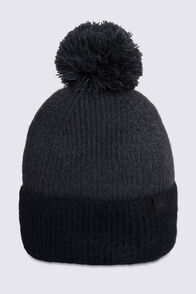 Macpac Kids' Two-Tone Pom Pom Beanie, Black/Charcoal, hi-res