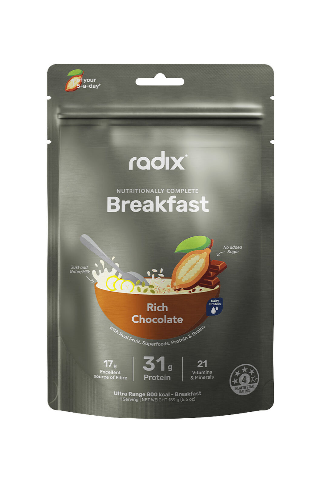Radix ULTRA 800kcal Rich Chocolate Dairy Breakfast - 159g, Grey, hi-res
