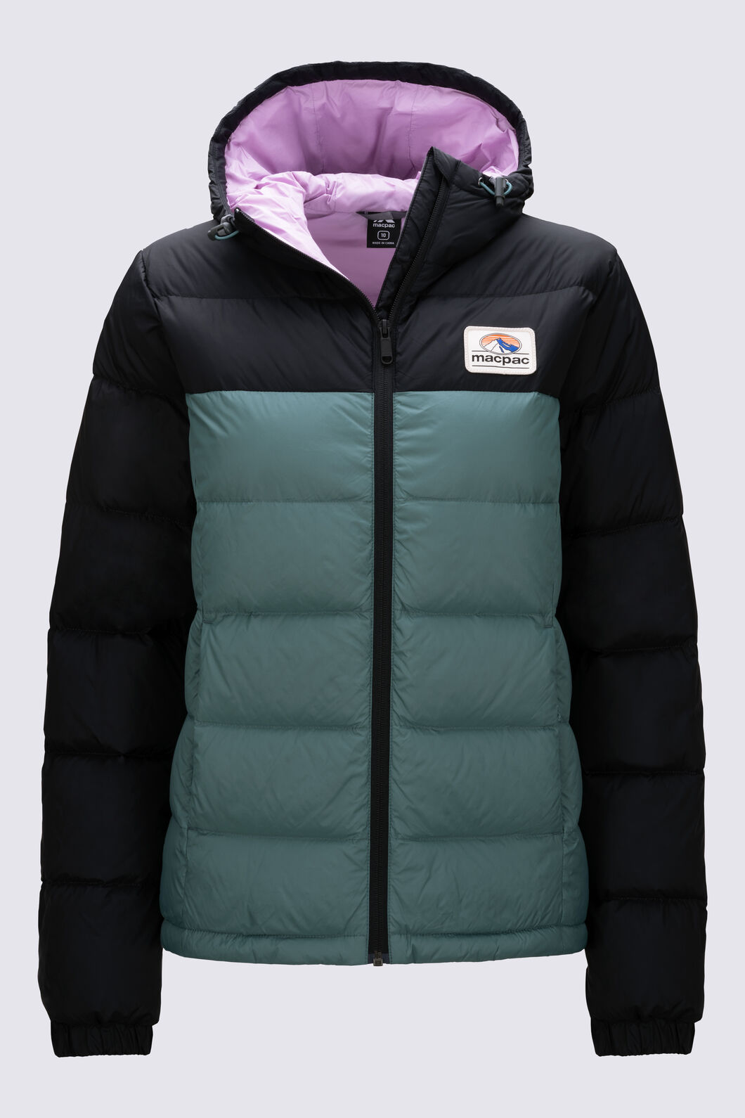 Macpac Women's Halo Hooded Down Jacket ♺, Black/North Atlantic, hi-res