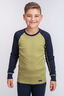 Macpac Kids' Geothermal Long Sleeve Top, Green Olive/Navy, hi-res