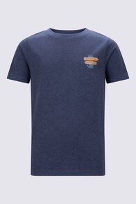 Macpac Kids' Cameron Hut Fairtrade Organic Cotton Short Sleeve T-Shirt, Navy Marle, hi-res