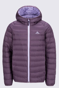 Macpac Kids' Uber Light Hooded Down Jacket, Black Plum, hi-res