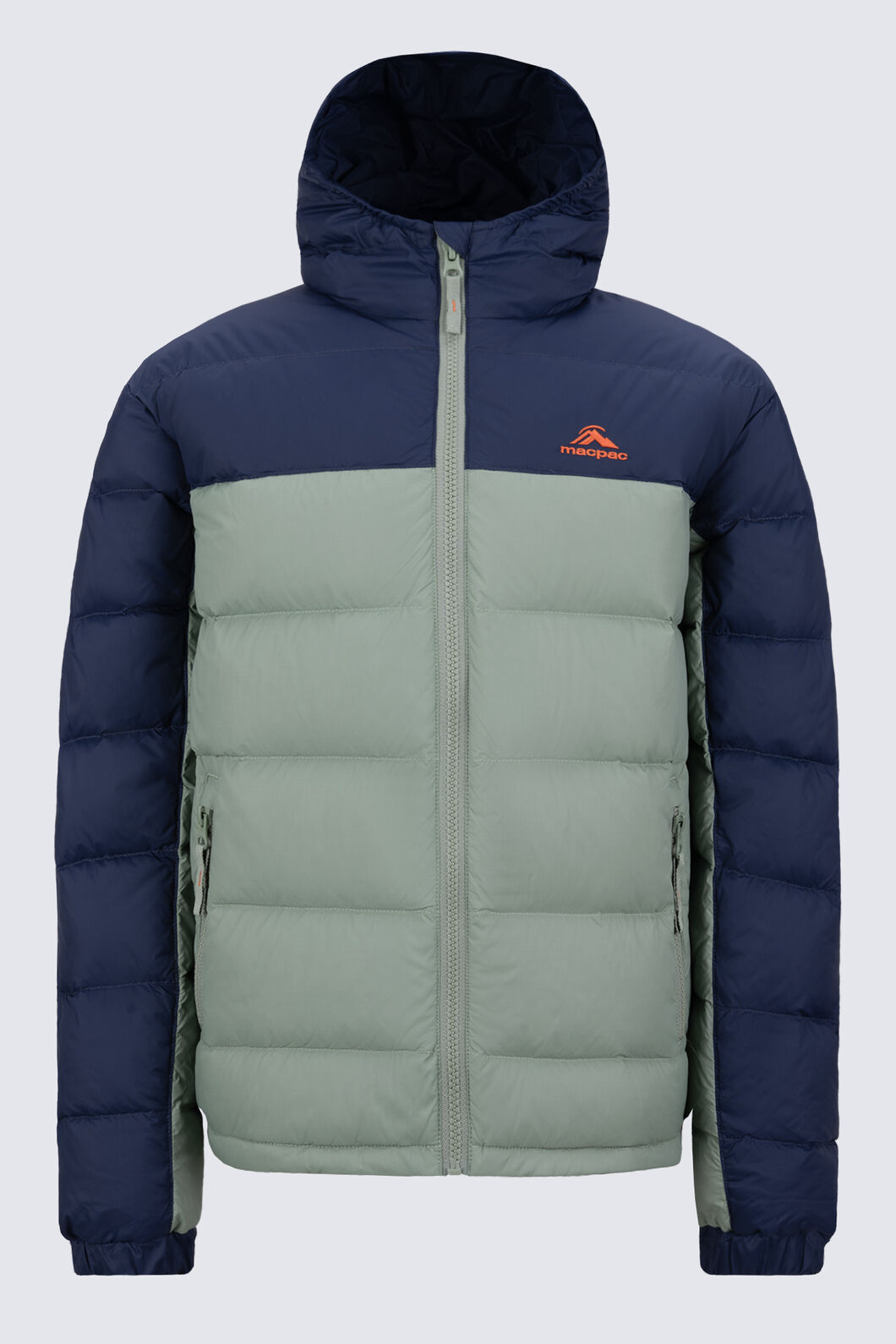 Macpac Kids' Halo Hooded Down Jacket, Navy/Hedge Green, hi-res