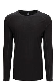 Macpac Men's 150 Merino Long Sleeve Top, Black, hi-res