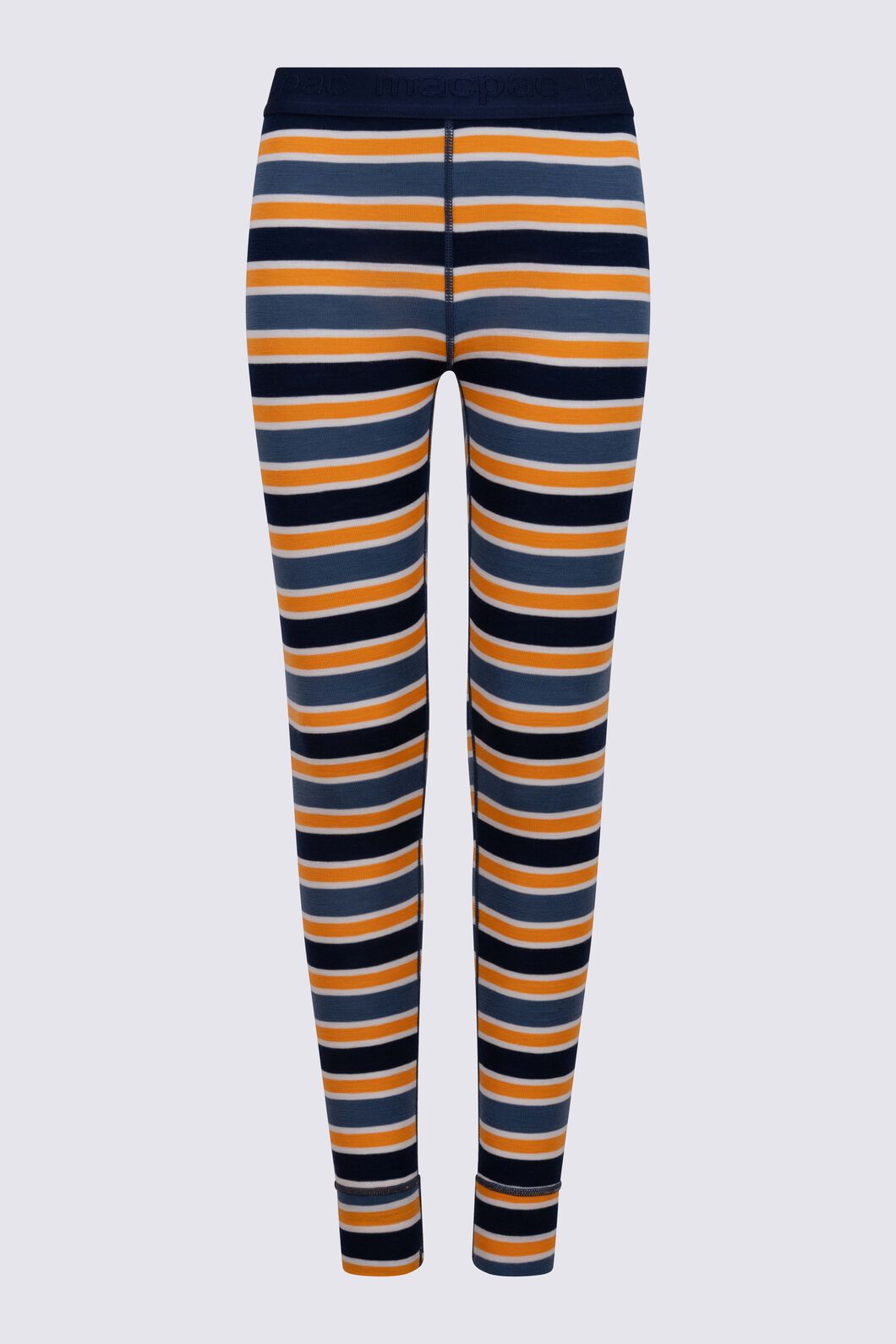 Macpac Kids' 220 Merino Long Johns, Bering Sea/Flame Orange Stripe, hi-res