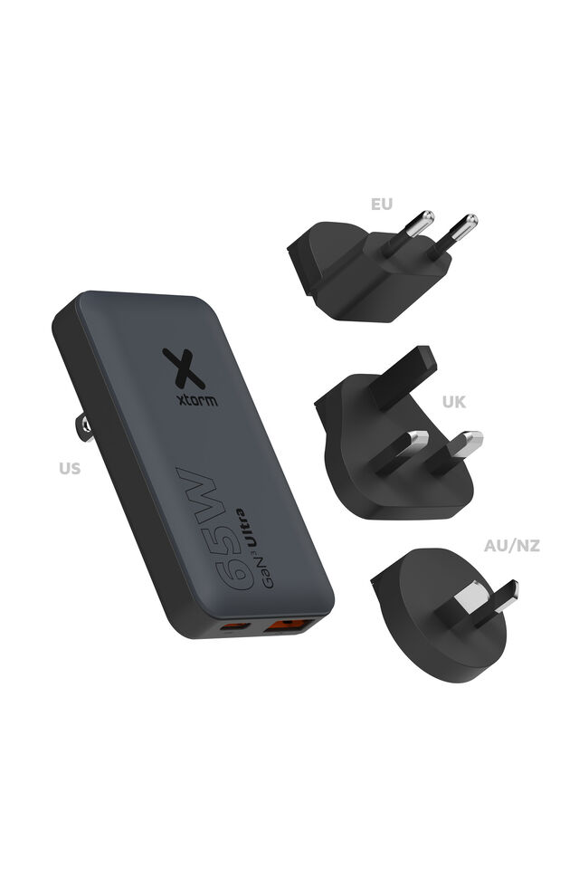 Xtorm 65W Fast Travel Charger + Cable + Essentials Bag, Black, view 1
