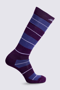 Macpac Merino Blend Ski Sock, Plum Perfect/Black Plum, hi-res