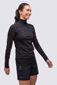 Macpac Women's Infinity ¼ Zip Top, Black, hi-res