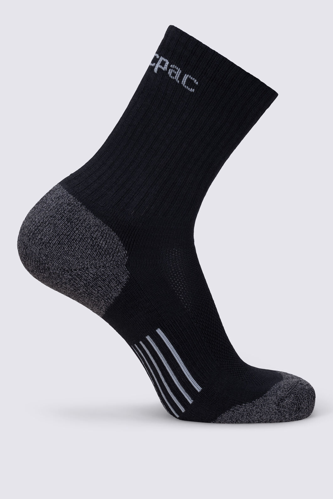 Macpac Trail Crew Sock, Black/Monument, hi-res