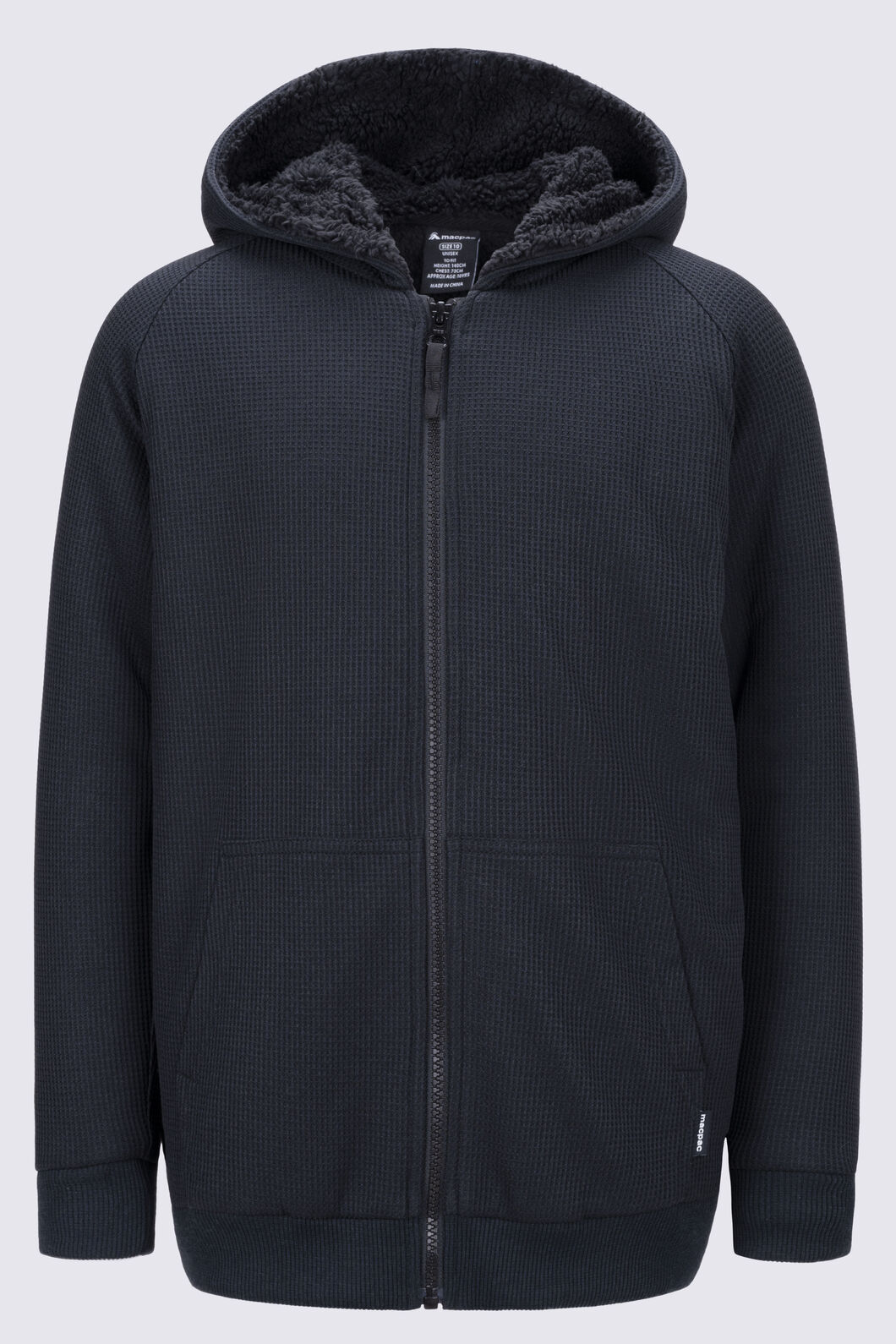 Macpac Kids' Waffle Sherpa Jacket, Black, hi-res