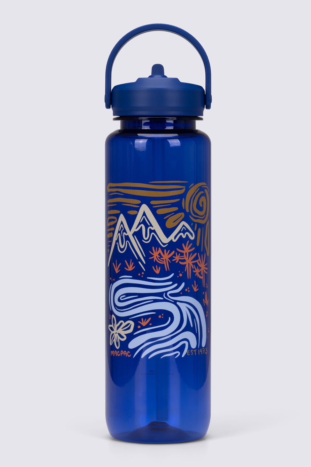 Macpac Nerine 1L Straw Cap Water Bottle, Blue Summer Mountains, hi-res