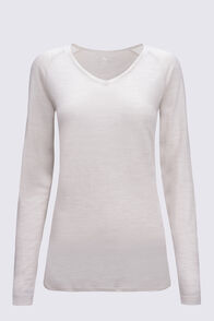 Macpac Women's 150 Merino V-Neck Top, French Oak Marle, hi-res