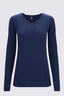 Macpac Women's 150 Merino V-Neck Top, Naval Academy, hi-res