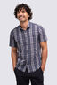 Macpac Men's Eclipse Short Sleeve Shirt, Navy Iris Check, hi-res