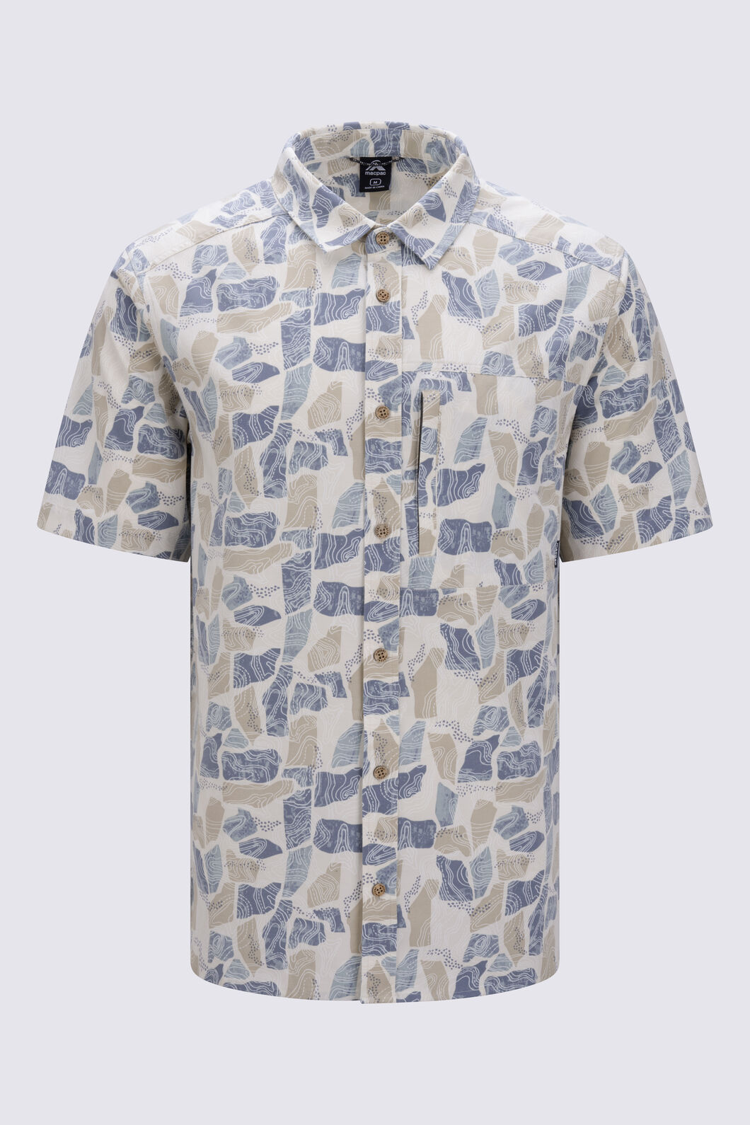 Macpac Men's Camp Printed Short-Sleeve Shirt, Terrain Camp Print, hi-res