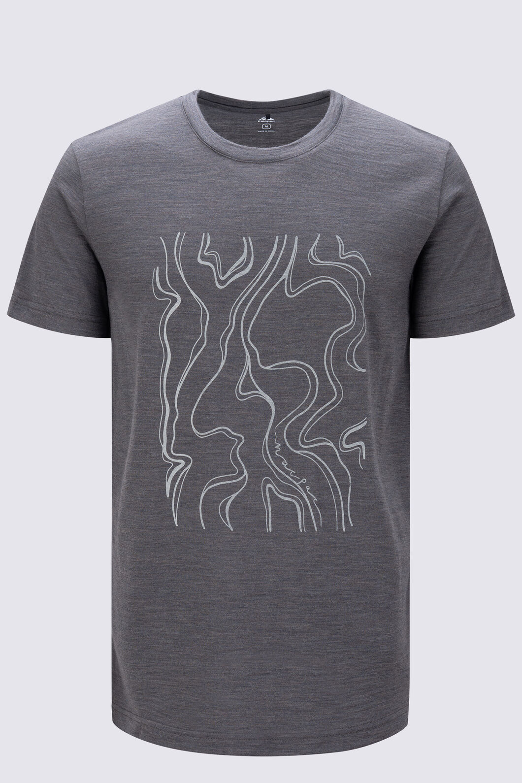 Macpac Men&rsquo;s Braided River Merino 180 T-Shirt, Beluga Marle, hi-res