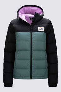 Macpac Women's Halo Hooded Down Jacket ♺, Black/North Atlantic, hi-res