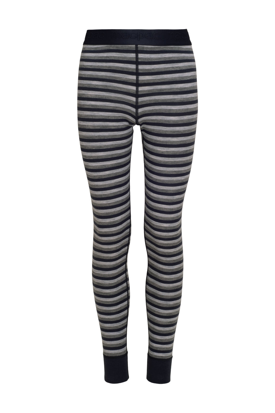 Macpac Kids' 220 Merino Long Johns, Grey/Navy Stripe, hi-res