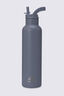 Macpac Insulated Standard Bottle with Straw Lid &mdash; 630ml, Slate Grey, hi-res