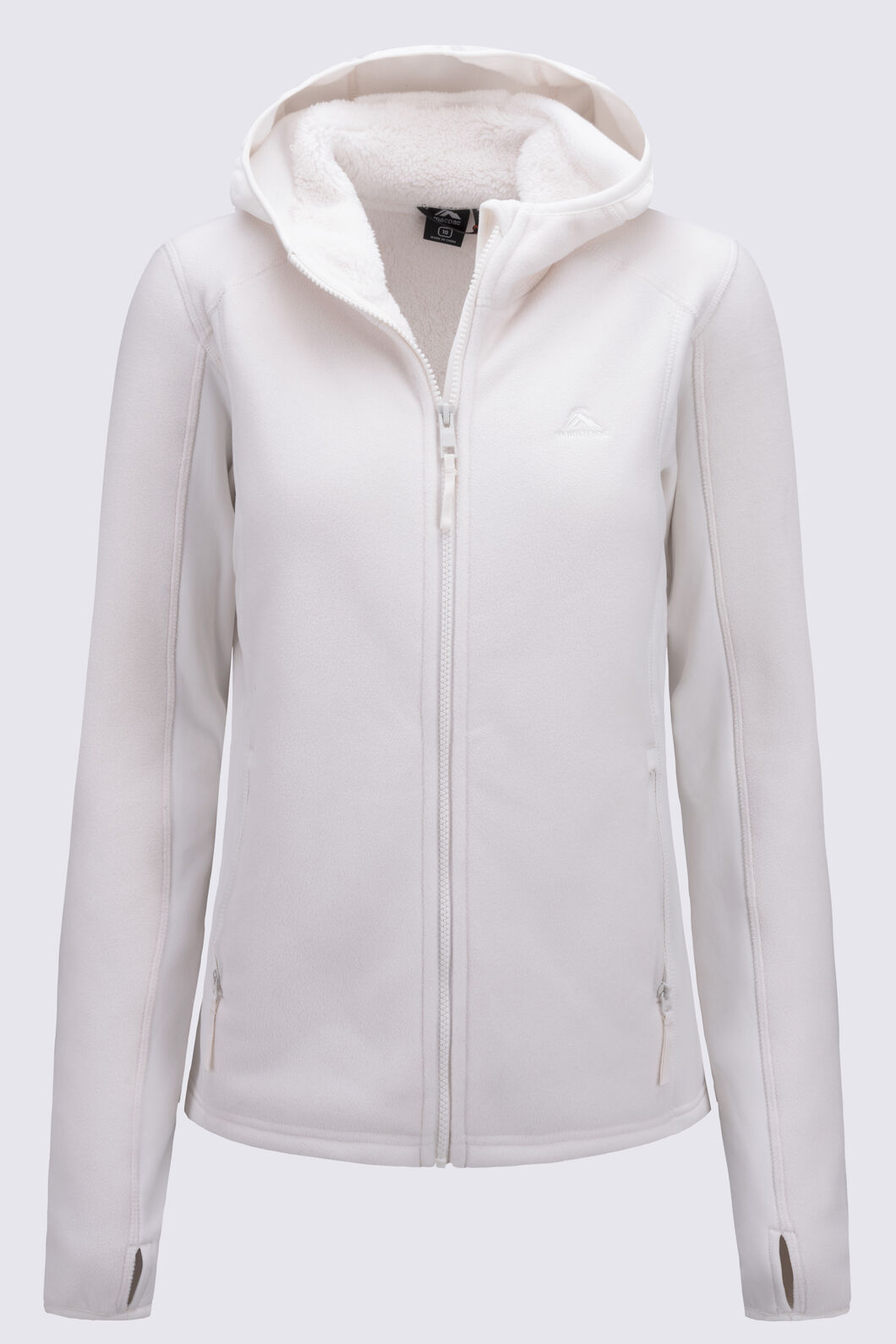 Macpac Womens Mountain Hooded Fleece Jacket, Tofu, hi-res