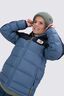 Macpac Kids' Halo Hooded Down Jacket, Black/Bering Sea, hi-res