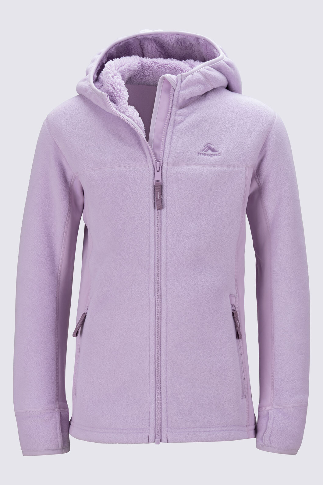 Macpac Kids' Mini Mountain Fleece Hoodie, Fair Orchid, hi-res