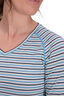 Macpac Women's 150 Merino V-Neck Top, Blue Moon Stripe, hi-res
