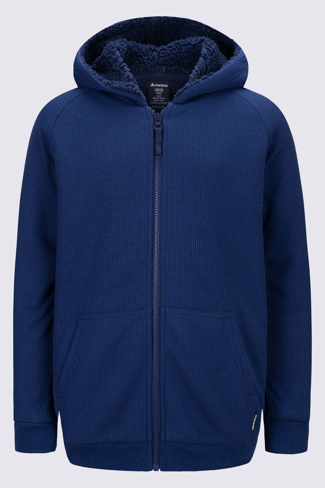 Macpac Kids' Waffle Sherpa Jacket, Navy Iris, hi-res
