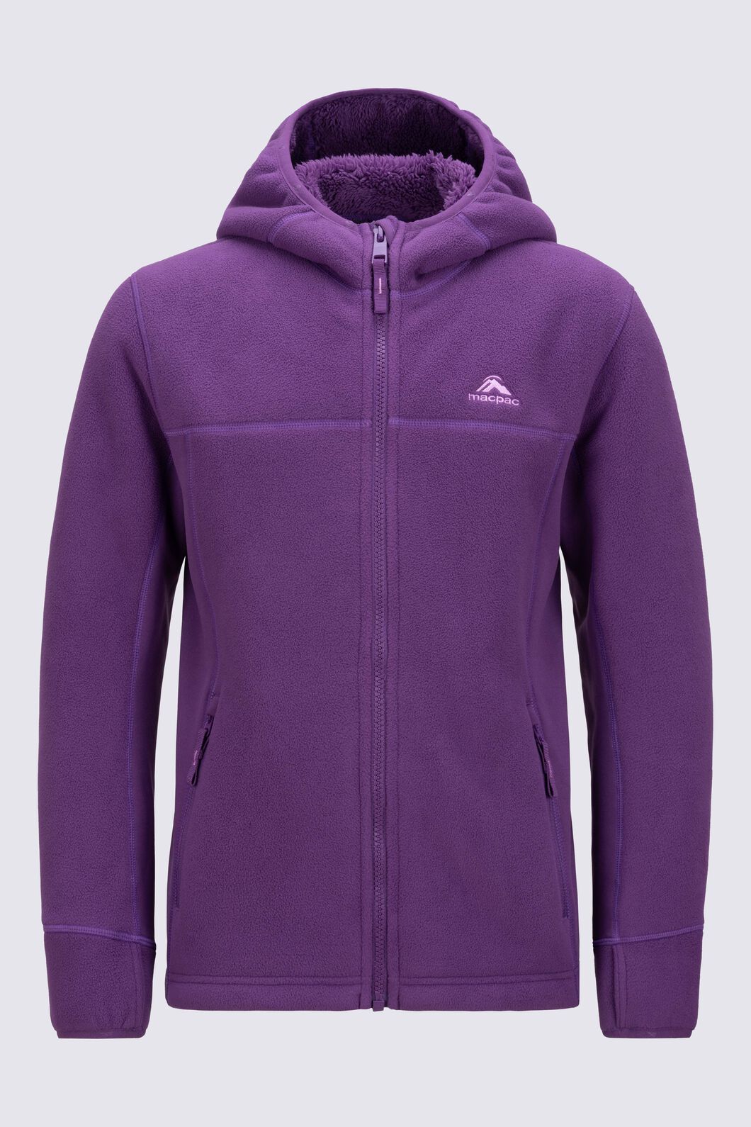 Macpac Kids' Mini Mountain Fleece Hoodie, Plum, hi-res