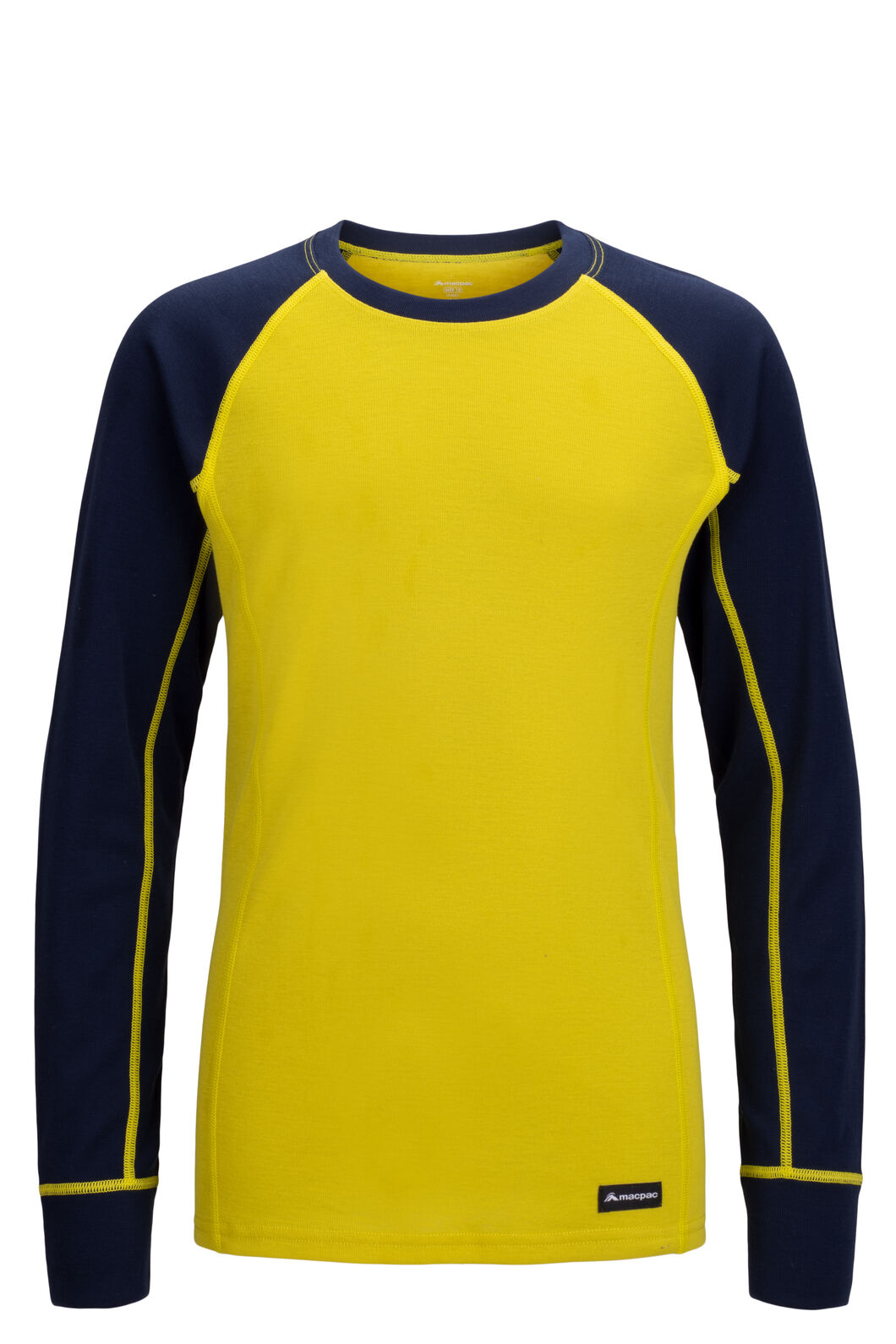 Macpac Kids' Geothermal Long Sleeve Top, Citronelle/Navy, hi-res